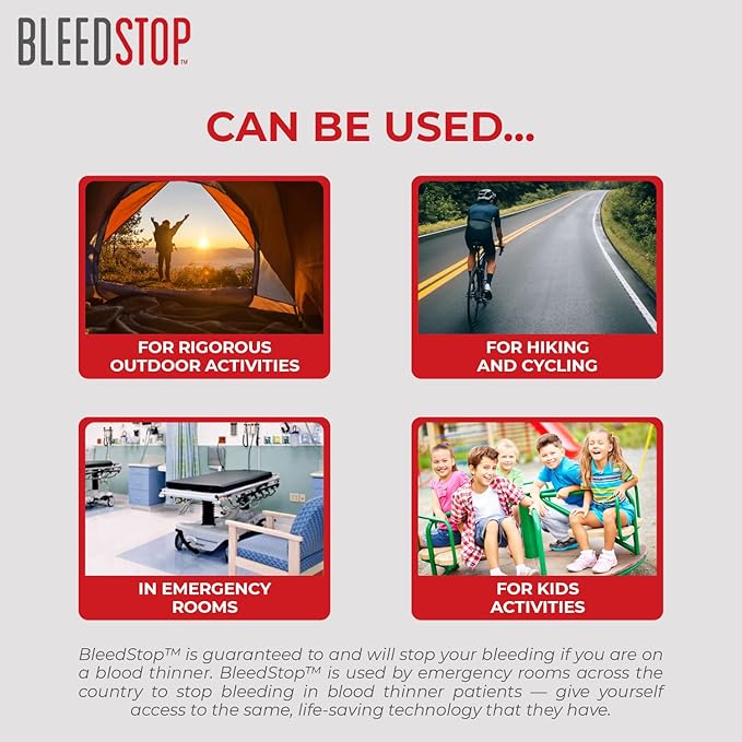 BleedStop™ First Aid Powder for Blood Clotting, Trauma Kit, Blood Thinner Patients, Camping Safety, and Survival Equipment for Moderate to Severe Bleeding Wounds or Nosebleeds - 1 (60g) Pouch