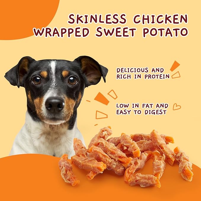 Jungle Calling Chicken & Sweet Potato Dog Treats – Gluten-Free, Grain-Free, High-Protein Natural Chews for Medium/Large Breeds, Edible Pet Snacks,10.6 oz