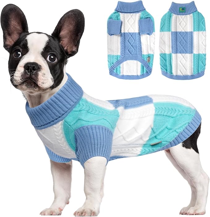 Pet Sweaters,Turtleneck Pullover Dog Sweater,Pet Sweaters for Dogs,Pet Clothes,Pet Clothing,Suitable for All Types of Dogs and Most Seasons (Blue Group,M)