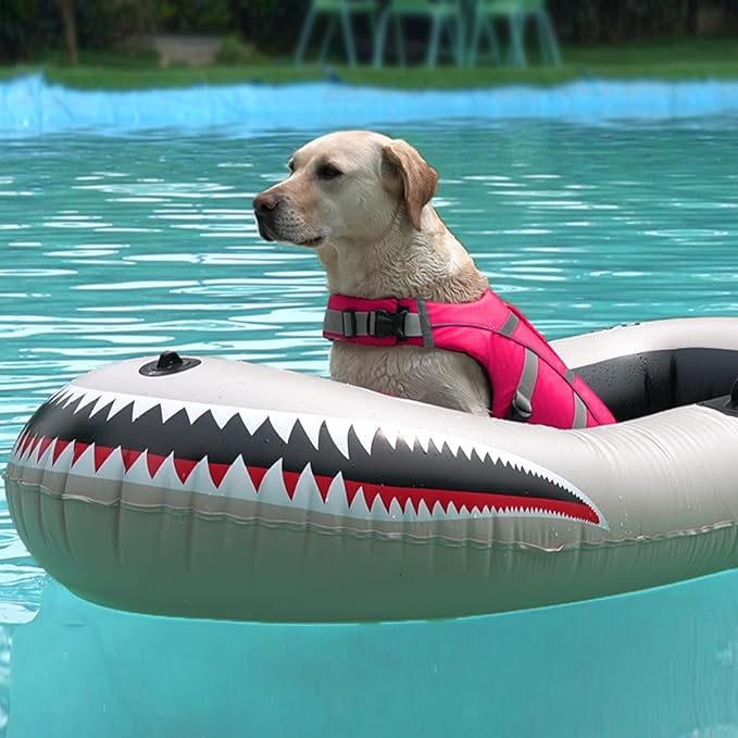 Kuoser XXL Dog Life Jacket for Large Breeds, High Flotation Swimming Vest with Reflective Strips for Boating, Pink