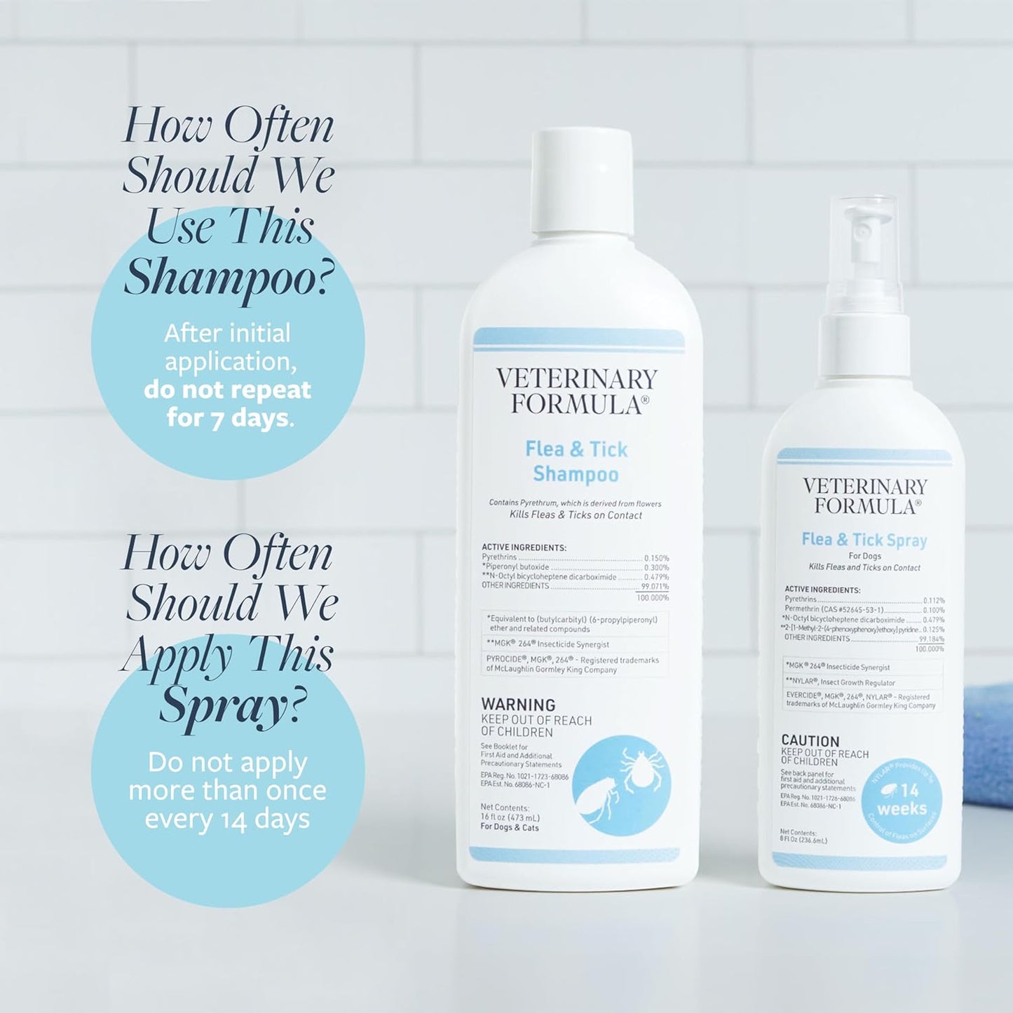 Veterinary Formula Flea and Tick Bundle – Prevention Spray for Dogs, 8 oz + 16 oz Shampoo for Dog Flea & Tick Control