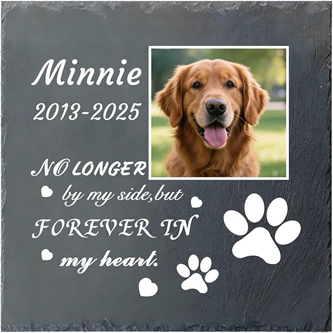 Dog Memorial Gifts for Loss of Dog, Personalized Pet Memorial Stone, Custom Dog Grave Marker with Name & Photo, Sympathy Gifts for Bereaved Pet Owners, Cemetery Decor (Style G)