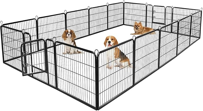 BestPet | Dog Playpen | 32 Inch, 16 Panels | Heavy Duty Metal Pet Exercise Pen | Indoor Outdoor Fence Panels | Rust-Resistant, Removable, Tool-Free Setup | Anti-Skid, Expandable Design