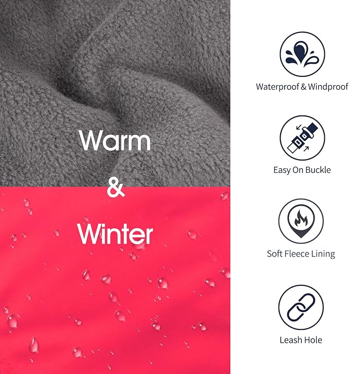 IECOii Extra Warm Dog Coat - Reflective Jacket with Fleece Turtleneck for Cold Weather - Soft Winter Coat for Small to Extra Large Dogs