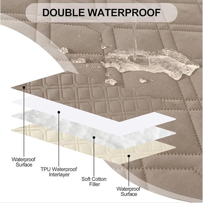 Smiry Waterproof Dog Blanket, 68x82 Inch Soft Pet Bed Cover Reversible, Washable Sofa Couch Furniture Protector for Small Medium Large Dog Puppy Cat, Geometric, Taupe/Beige