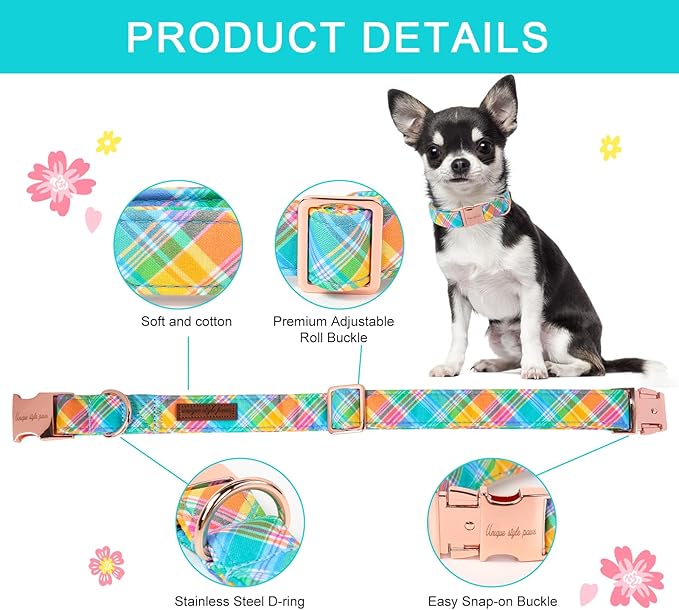 Unique style paws Easter Dog Collar Plastic Buckle Puppy Collar Colorful Plaid Puppy Collars for Small Medium Large Boys Girls Dogs