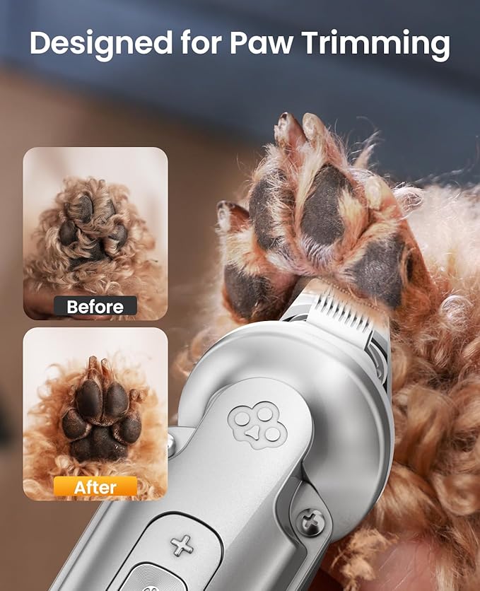 oneisall Small Dog Clippers and Paw Trimmer with Low Noise, 4 - in - 1 Cordless Dog Grooming Kit with 3 - Level Speed Clippers (7000 RPM) for Grooming Thick Hair, Waterproof Shaver for Dogs and Cats