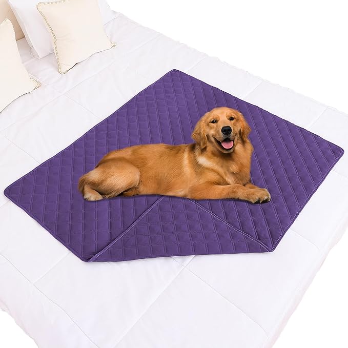 Smiry Waterproof Dog Bed Cover Pet Blanket, Soft Washable Dog Blanket for Furniture Bed Couch Sofa Reversible, Checkered (40"x50", Purple/Purple)