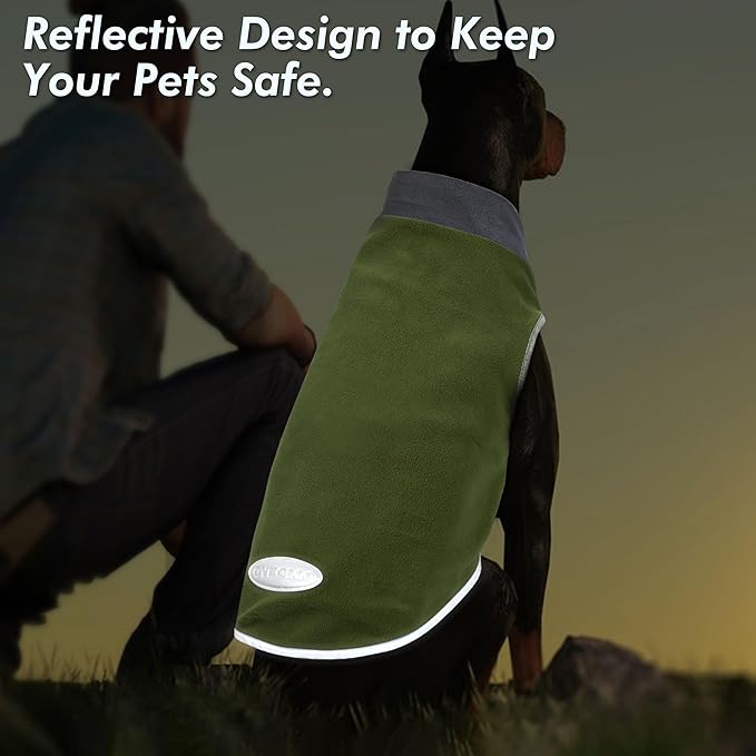 cyeollo 2 Pack Dog Sweater Fleece Vest Dog Sweatshirt Reflective Lightweight Clothes for Small Dogs Boy Girl Pet Apparel Grass Green, Grey, S