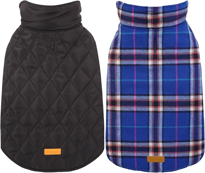 Kuoser Warm Dog Coat, Waterproof Dog Jacket for Extra Large Dogs, Adjustable Durable XXXL Doggie Winter Coat Reversible Puppy Cold Weather Apparel for Large Breed, Navy 3XL