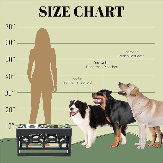 AVERYDAY Large Slow Feeder Dog Bowls Elevated, 4 Height Adjustable Raised Dog Bowl Stand with Stainless Steel Food and Water Bowl, Tall Dogs Feeding Station with Anti-Slip for Medium Large Breeds Dogs