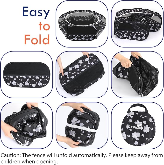 Pawaboo Small Animals Playpen, Waterproof Small Pet Cage Tent with Zippered Cover, Portable Outdoor Yard Fence with 3 Metal Rod for Chick/Kitten/Puppy/Guinea Pig/Rabbits/Hamster/Chinchillas, Magnolia