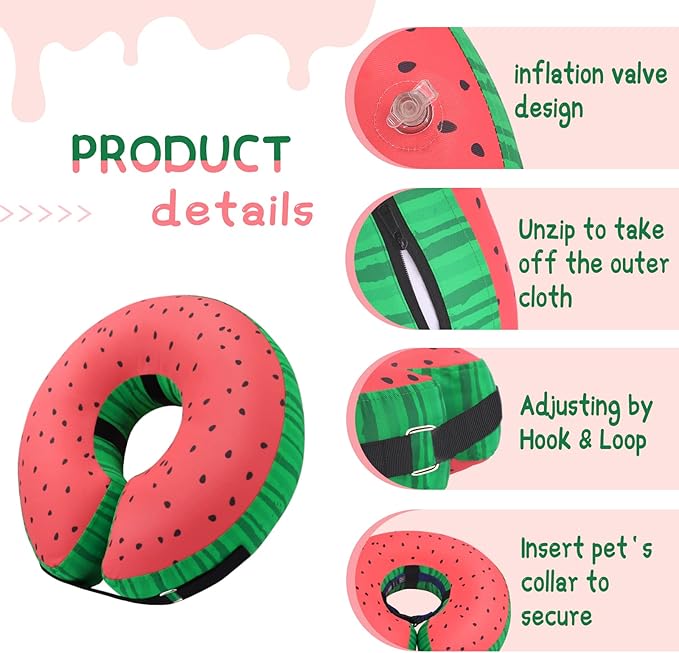 Supet Inflatable Dog Cone Collar Alternative After Surgery, Dog Neck Donut Collar Recovery E Collar, Soft Pet Cone for Small Medium Large Dogs