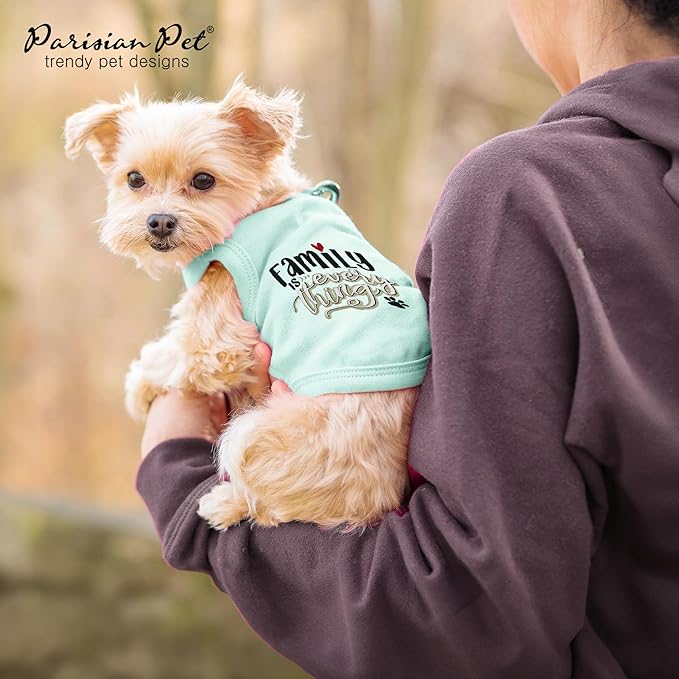 Parisian Pet Unisex Dog Tshirt - Embroidered “ Family is Everything “ Dog Shirt - Breathable and Lightweight Dog Clothes - Sleeveless Dog Tee Shirts - Machine Washable Dog Shirt for Large Dogs - L