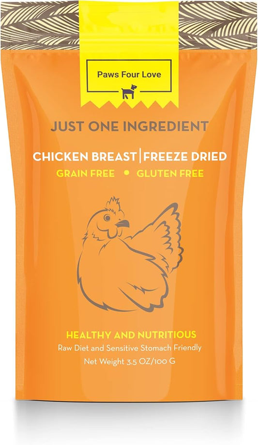 Organic Freeze Dried Dog & Cat Treats - Single Ingredient, Grain Free Food Toppers for Healthy Pets, No Fillers or Preservatives (3 Bag, Chicken)