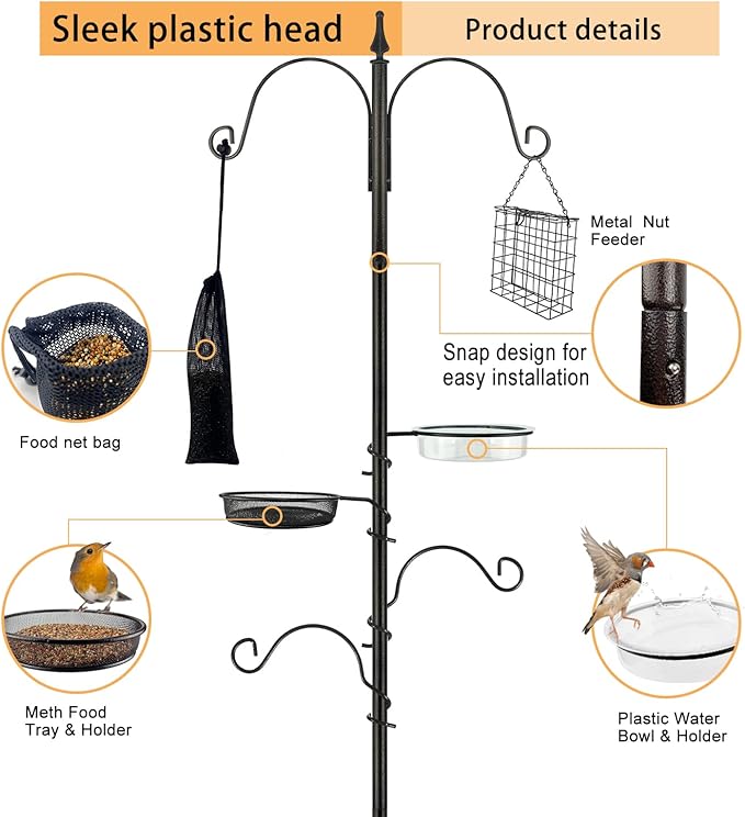 Premium Bird Feeding Station Kit - Multi Feeder Hanging Set with Suet Cage, Bird Bath & Finch Sock Attractors