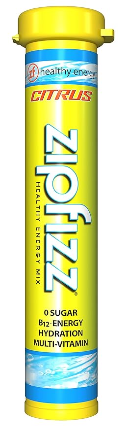Zipfizz Daily Energy Drink Powder, Citrus, 20 Pack, 3-in-1 Sustained Energy, Rapid Hydration, and Essential Vitamins, Sugar-Free, Electrolyte Powder, Contains Vitamin B-12 & Antioxidants