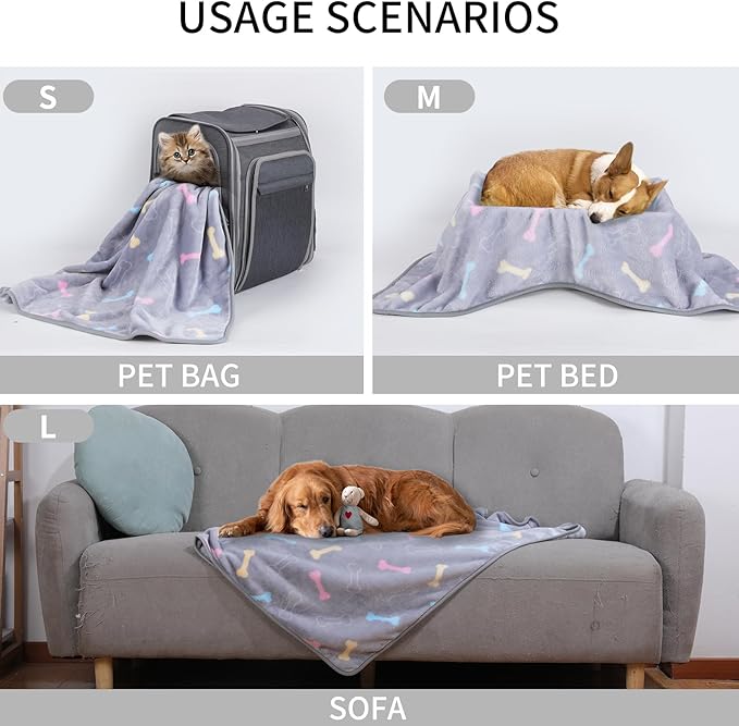 SORKUT 1 Pack 6 Dog Blankets Cat Soft Fluffy Fleece Pet Blanket Puppy Blanket Warm Paw Print Design Puppy Kitten Doggy Small(23"x15")