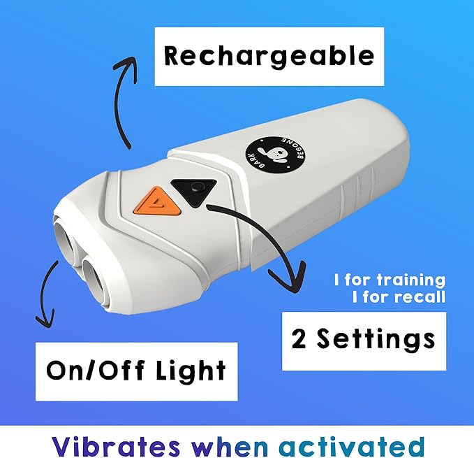 Ultrasonic Dog Bark Deterrent & Behavior Corrector - Stop Barking, Jumping, Aggression Without Yelling - Just Point & Press! Backed by Kevin Harrington from Shark Tank (White Rechargeable)