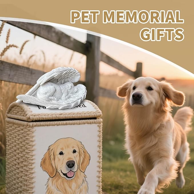 Dog Memorial Gifts for Loss of Dog,Resin Pet Memorial Statues,Forever My Guardian Angel Memorial Gifts(White)
