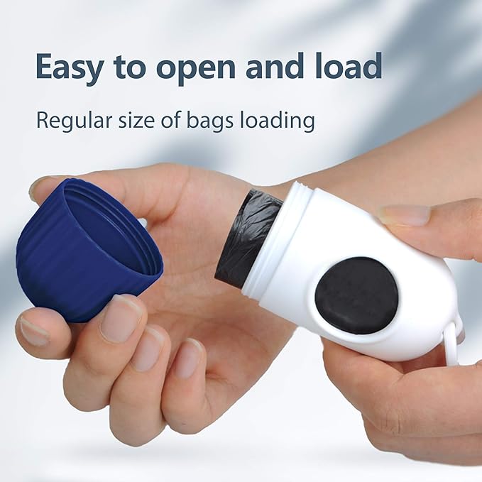 Fida Retractable Dog Leash with Dispenser and Poop Bags, 16 ft Pet Walking Leash for Large Dog up to 110 lbs, Anti-Slip Handle, Tangle-Free, Reflective Nylon Tape (L, Navy Blue)