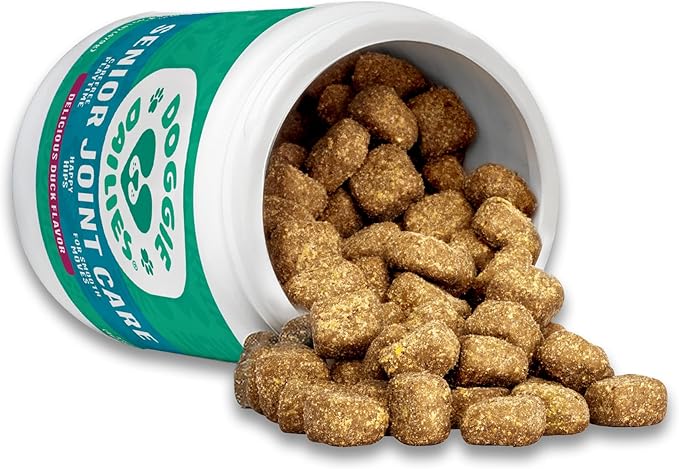 Doggie Dailies, Advanced Senior Hip and Joint Supplement for Dogs, Glucosamine Chondroitin, Premium Hip and Joint Chews for Dogs All Breeds & Sizes, Dog Vitamins and Supplements, (Duck) 120 Chews