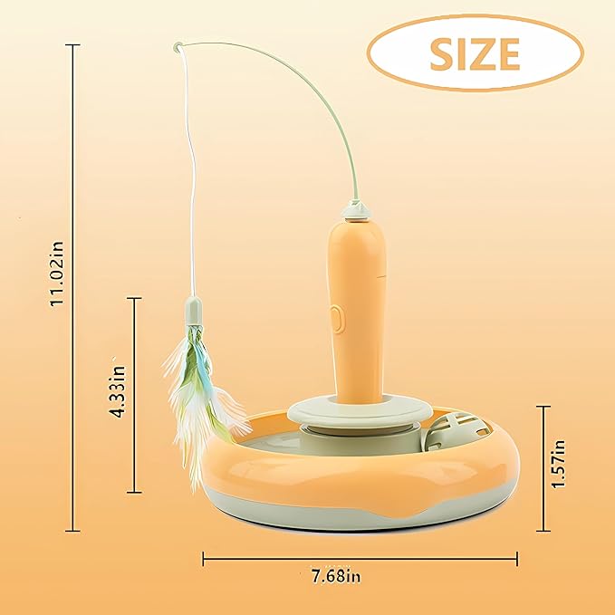 Interactive Cat Toys for Bored Indoor Cats,Automatic Cat Toy 3-in-1 Smart Teaser Wand Featuring Spinning Feather&Rolling Ball Track,Cats Dancer Toy Stimulates Hunting Instincts,Weight Control