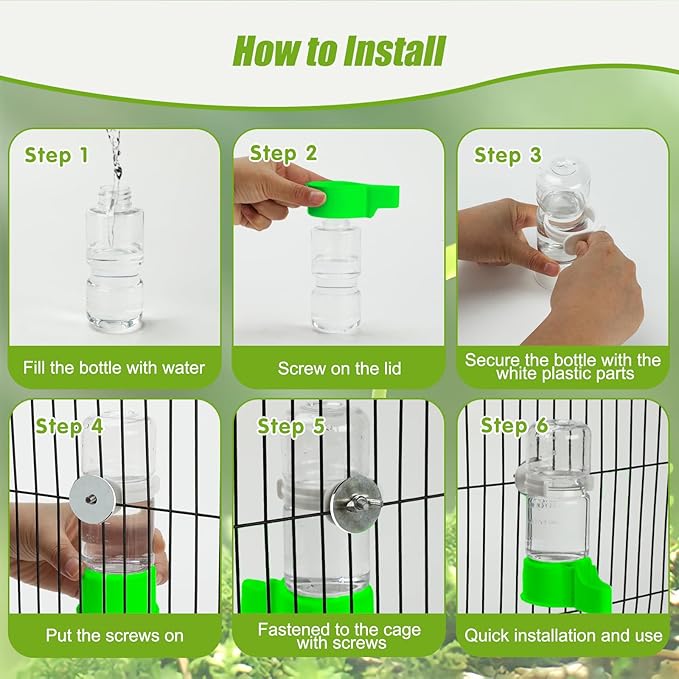 BWOGUE Automatic Bird Water Dispenser, 4.73 Fl Oz Parakeet Water Dispenser for Cage No Mess Suspended Bird Water Feeder for Cockatiel Budgie Conure Lovebirds