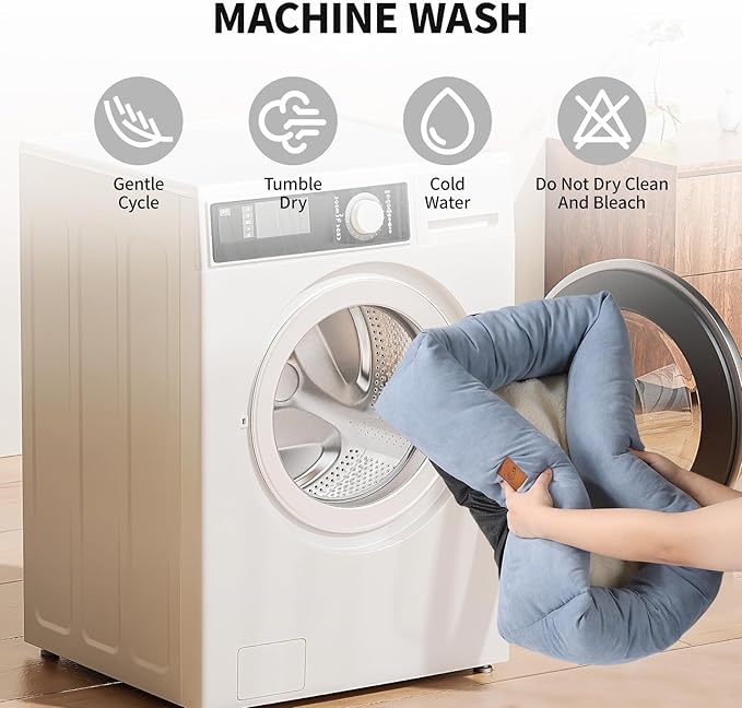 20In Dog Bed for Small Medium Sized Dogs and Cats - Washable Rectangle Puppy Bed for Indoor Outdoor, Cozy Pet Bed with Support Pillow & Non-Slip Bottom(Blue, Small)