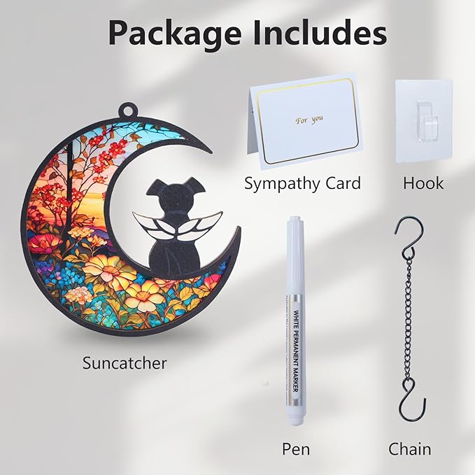 DIY Dog Memorial Suncatcher with Sympathy Card,Pet Loss Sympathy Gift,Dog Remembrance Gift for Window Hanging (1-Sunflower)