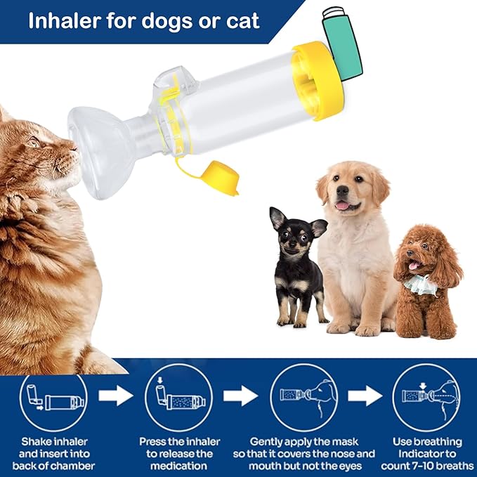 Chamber for Pets Inhaler Spacer for Cat or Dog Handheld Spacer for Giving Medicine to Your Pet with Exclusive Breathing Indicator (for Cat(Yellow))