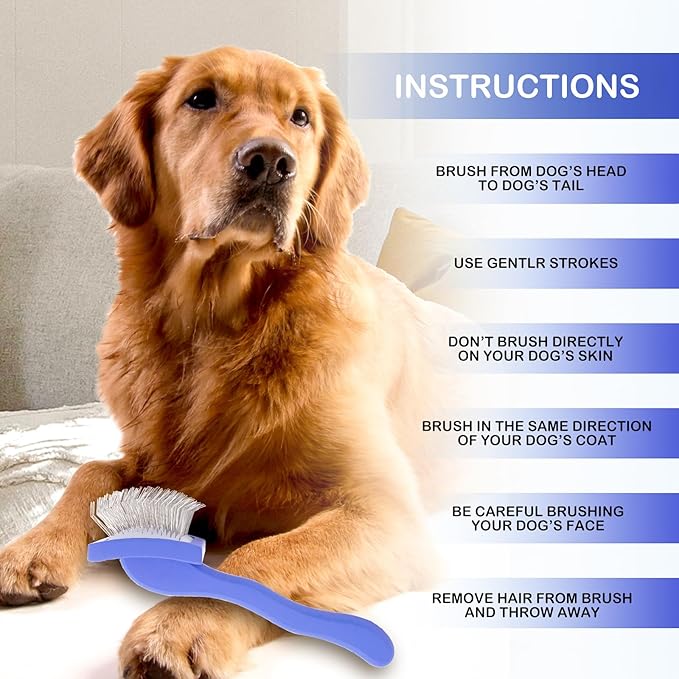 Slicker Brush for Goldendoodles, Labradoodles & Poodles - Grooming Brush for Medium & Long-Haired Dogs (Blue)