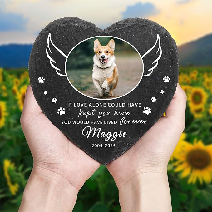 Dog Memorial Gifts for Loss of Dog Cat,Personalized Pet Memorial Stone with Photo Name,Custom Pet Remembrance Gifts,Cat Memorial Sympathy Gift,Dog Passing Away Gifts,Memorial Plaques for Dogs