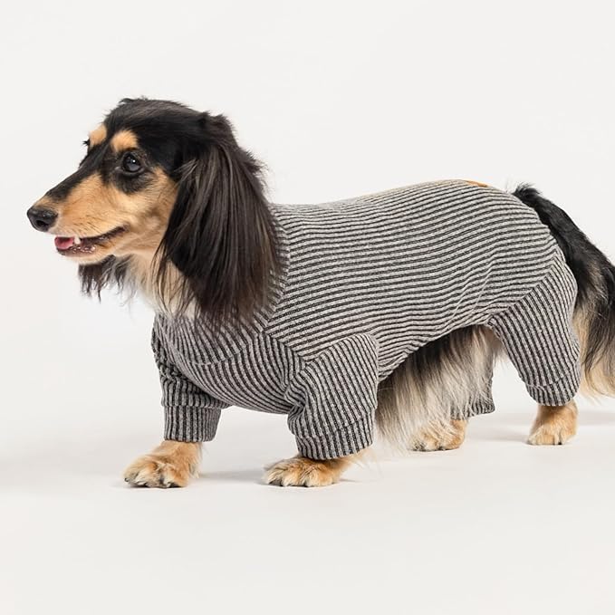 Fitwarm Mock Neck Knitted Dog Pajamas, Warm Winter Clothes for Small Dogs Boy Girl, Pet Pjs, Grey, XXL