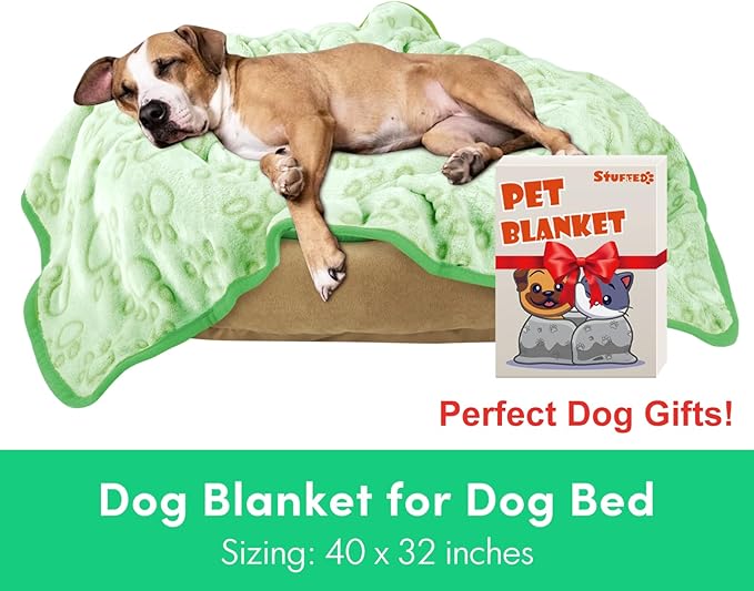 Green Throw Dog Blanket for Puppy Gifts, Dog Stuff Used for Pet Beds, Washable Soft Puppy Essentials Accesssories