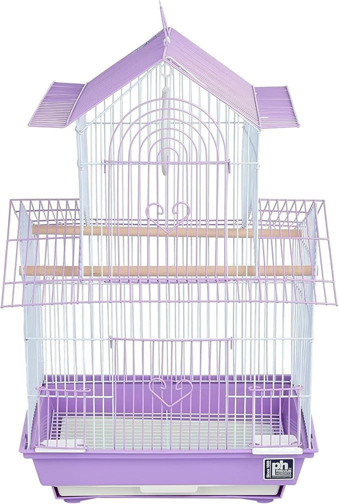 Rustic Retreat Bird Cage with Natural Wood Accents, Durable Metal Construction, Spacious Interior, and Comfortable Features for Birds' Pink