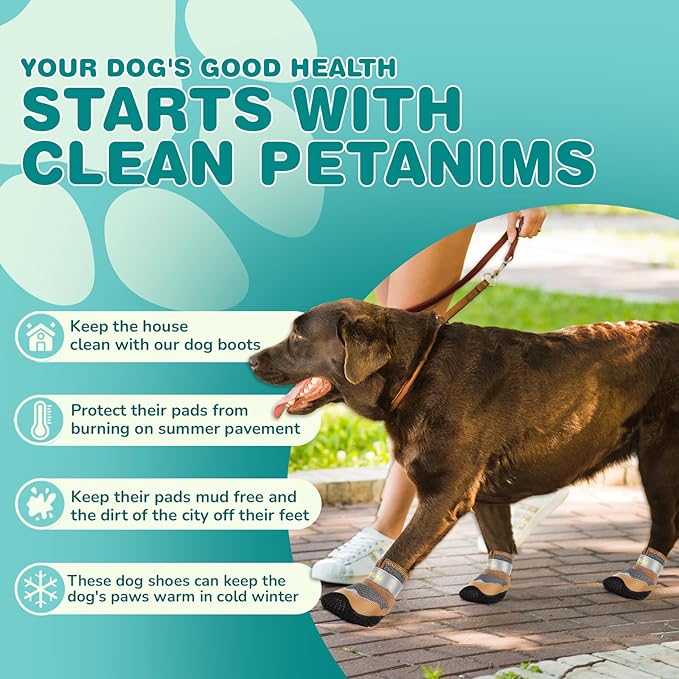 Dog Shoes for Large Dogs, Medium Dog Boots & Paw Protectors for Winter Snow, Breathable Dog Booties for Hot Pavement, Hardwood Floors Gray Size 4