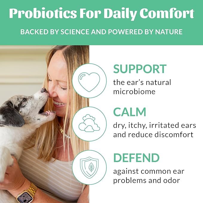 SKOUT'S HONOR Probiotic Dog Ear Cleaner Solution with Aloe Vera - Alcohol-Free, Fragrance-Free, Non-Medicated Ear Wash for Dogs - Microbione Friendly Certified, 4 oz., 2-Pack