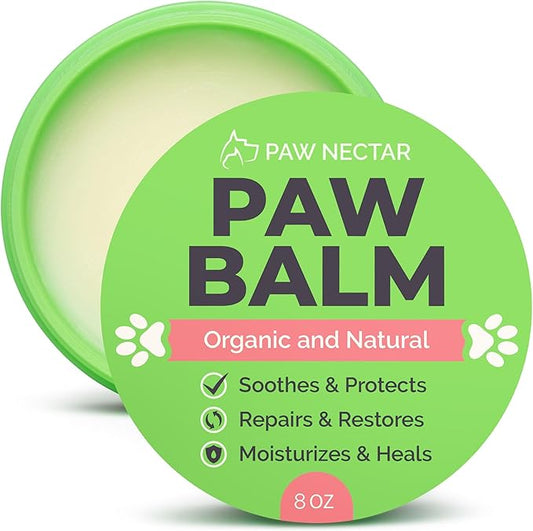 Natural Lick Safe Dog Paw Balm 8oz - 100% Organic Dog Paw Pad Balm Protector, Moisturizer & Soother for Dry Cracked Paws, Hot Pavement, Winter - Heals, Repairs & Restores - Coconut Oil, Shea Butter