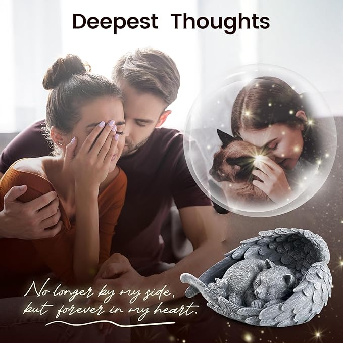 Cat Memorial Stone for Outdoor, Pet Memorial Stones for Cats with Personalized Engraving, Weather-Resistant Garden Stone for Backyard & Memorial Garden to Forever Loved Cats (Gray)