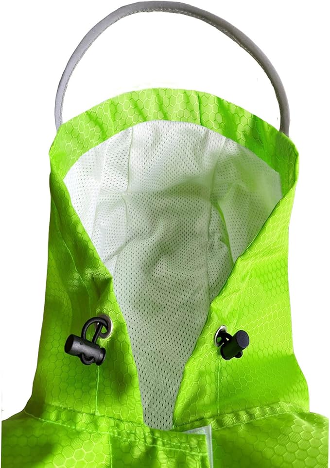 Dog Raincoat Waterproof Reflective Slicker - Lightweight Breathable Hooded Poncho Rain Coat Jacket with Adjustable Belly Strap and Leash Hole for Small Medium Large Dogs (Medium, Green)