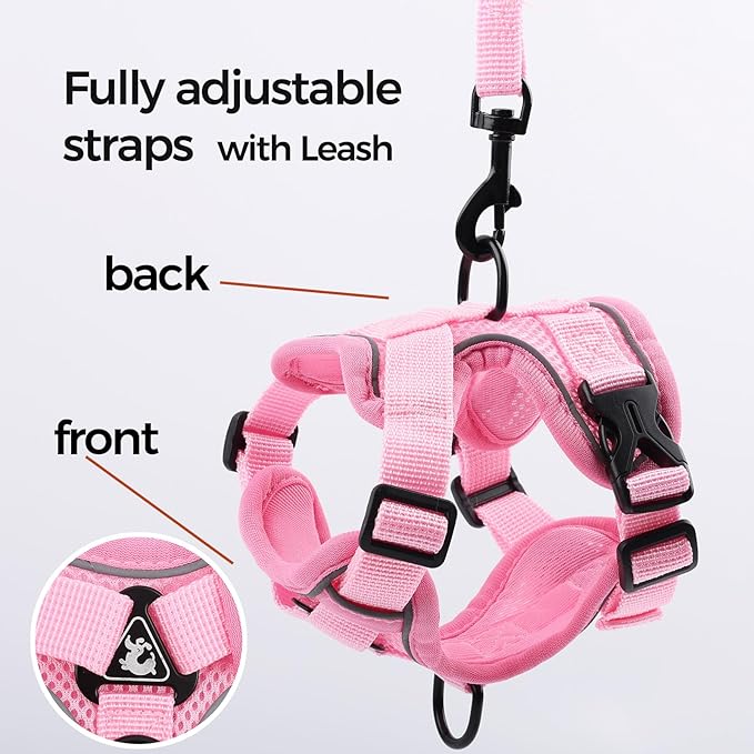 Cat Harness and Leash Set Escape Proof Tactical Small Kitten Harness Emotional Support Cat Vest, Pink, S