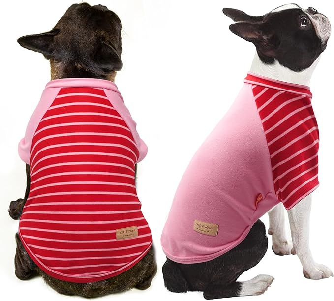 KYEESE 2Pack Dog Sweater Pullover Puppy Fleece Sweater Comfy Cat Clothes Soft Dogs Sweatshirt Pet Coat with Sleeves Stretchy Dog Sweaters for Small Dogs Girl Lightweight Cat Sweaters for Cold Weather