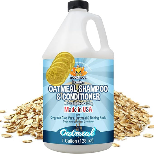 Bodhi Dog Organic Oatmeal Dog Shampoo & Conditioner - Hypoallergenic Formula - Naturally Deodorize Dogs, Cats & Pets - Moisturizes Dry, Itchy & Sensitive Skin - Made in USA (1 Gallon)