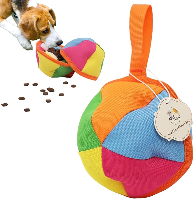 Dog Chase & Treat Ball, Snuffle Ball for Dogs, Interactive Dog Toy for All Breeds Size with Storage Bag, Enrichment Toys for Mental Stimulation