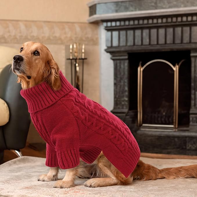 ASENKU Knitted Dog Sweater, Pullover Big Thermal Dog Winter Sweater, Turtleneck Doggy Sweaters for Large Medium Dogs Boy Girl,Warm Pet Sweatshirt for Labrador,Golden Retriever,3XL