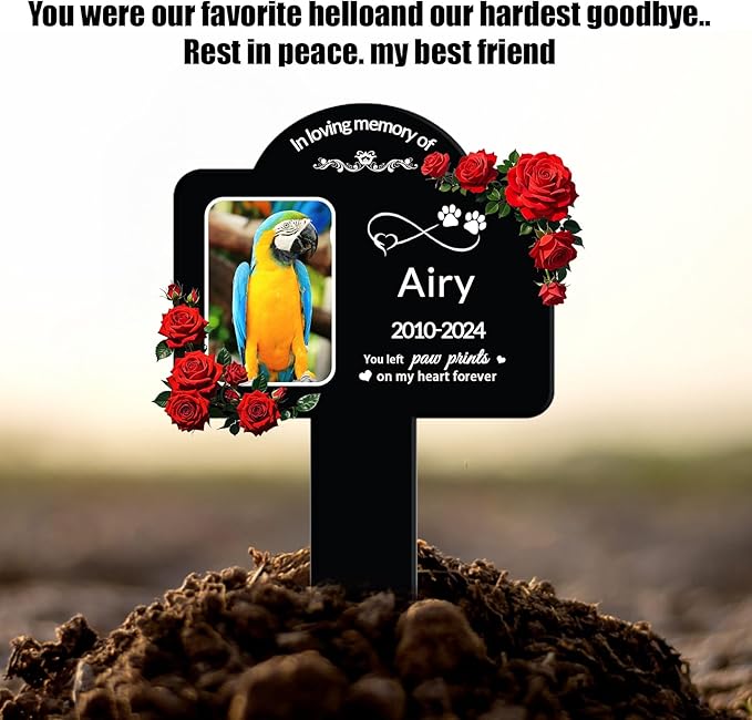 Personalized Dog Memorial Plaque - Weatherproof Acrylic Pet Grave Marker for Outdoor Cemetery, Garden & Yard, Custom Pet Loss Gift with UV Printed Design