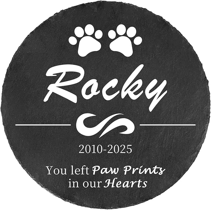 Ships Next Day Personalized Pet Memorial Stone for Loss of Dog Cat, Custom Photo Name Memory Headstone Garden Grave Marker Bereavement Sympathy Gift
