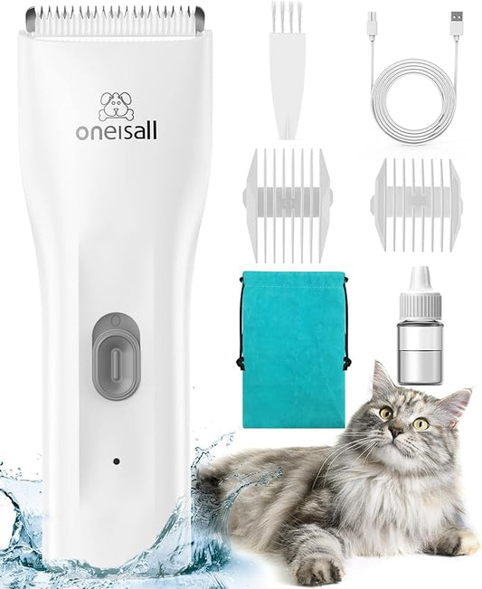 oneisall Pet Shaver for Cats - Quiet Cordless Cat Clippers for Matted & Long Hair