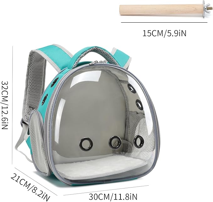 Portable Travel pet Backpack Carrier Hamster Bag Guinea Pig Bird Small Dog cat Turtle Carrier Rabbit Cage Squirrel Bearded Dragon Breathable Hangbag (Green+Accessories)